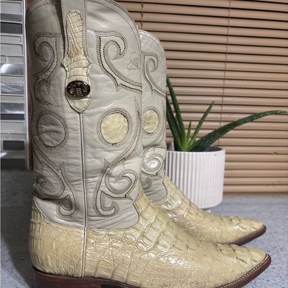 Dos de Oro Vintage Beige and Tan Western Boots